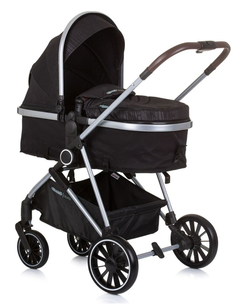 PACK Carrito duo convertible AURA obsidian silver + Silla de auto TOURINO grey mix