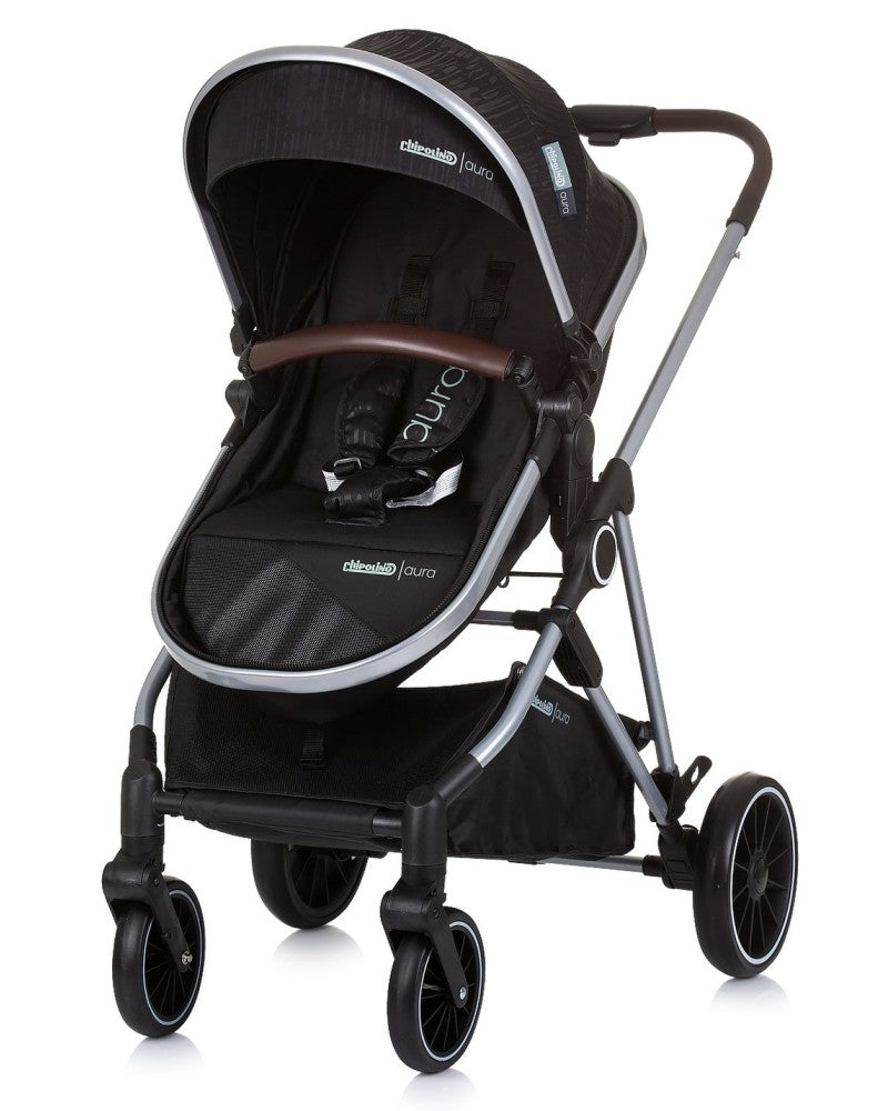 PACK Carrito duo convertible AURA obsidian silver + Silla de auto TOURINO grey mix