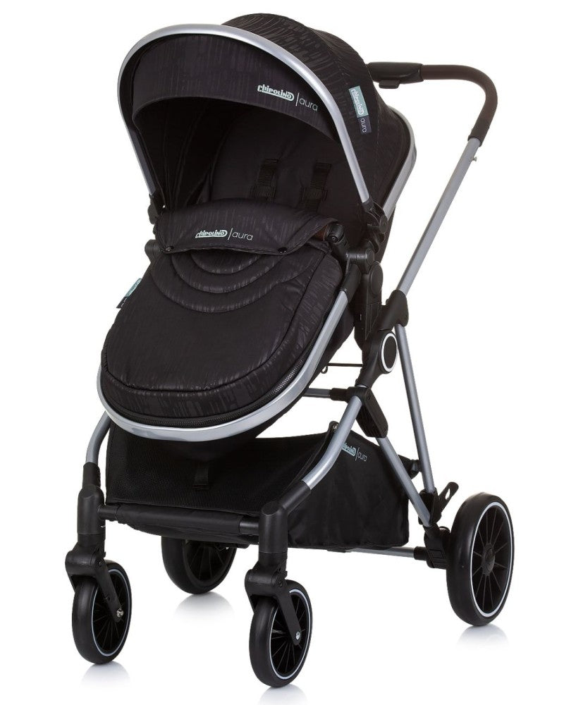PACK Carrito duo convertible AURA obsidian silver + Silla de auto TOURINO grey mix