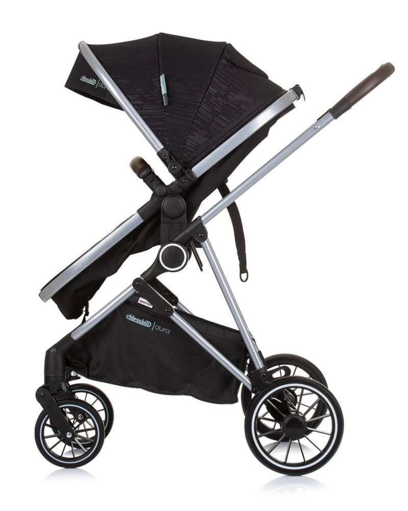 PACK Carrito duo convertible AURA obsidian silver + Silla de auto TOURINO grey mix