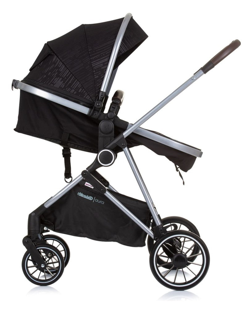 PACK Carrito duo convertible AURA obsidian silver + Silla de auto TOURINO grey mix
