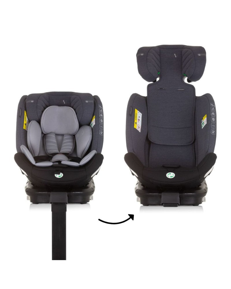 PACK Carrito duo convertible AURA obsidian silver + Silla de auto TOURINO grey mix