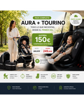 PACK Carrito duo convertible AURA obsidian silver + Silla de auto TOURINO grey mix