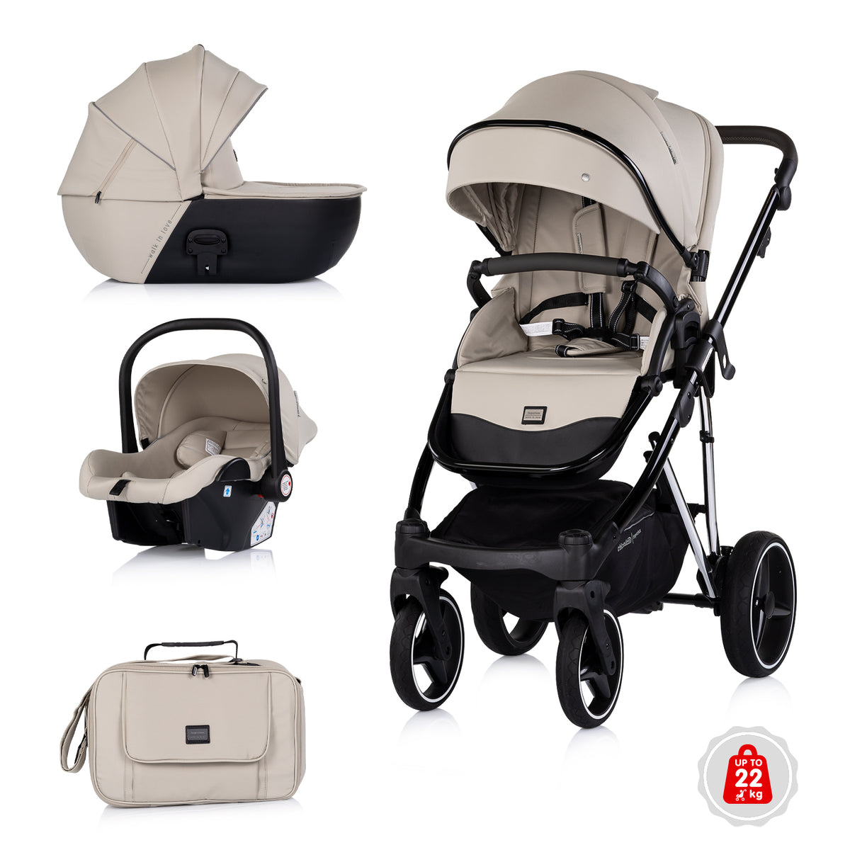 Carrito de Bebé 3 en 1 Chipolino IMPERIUM con Silla i-Size hasta 22 kg